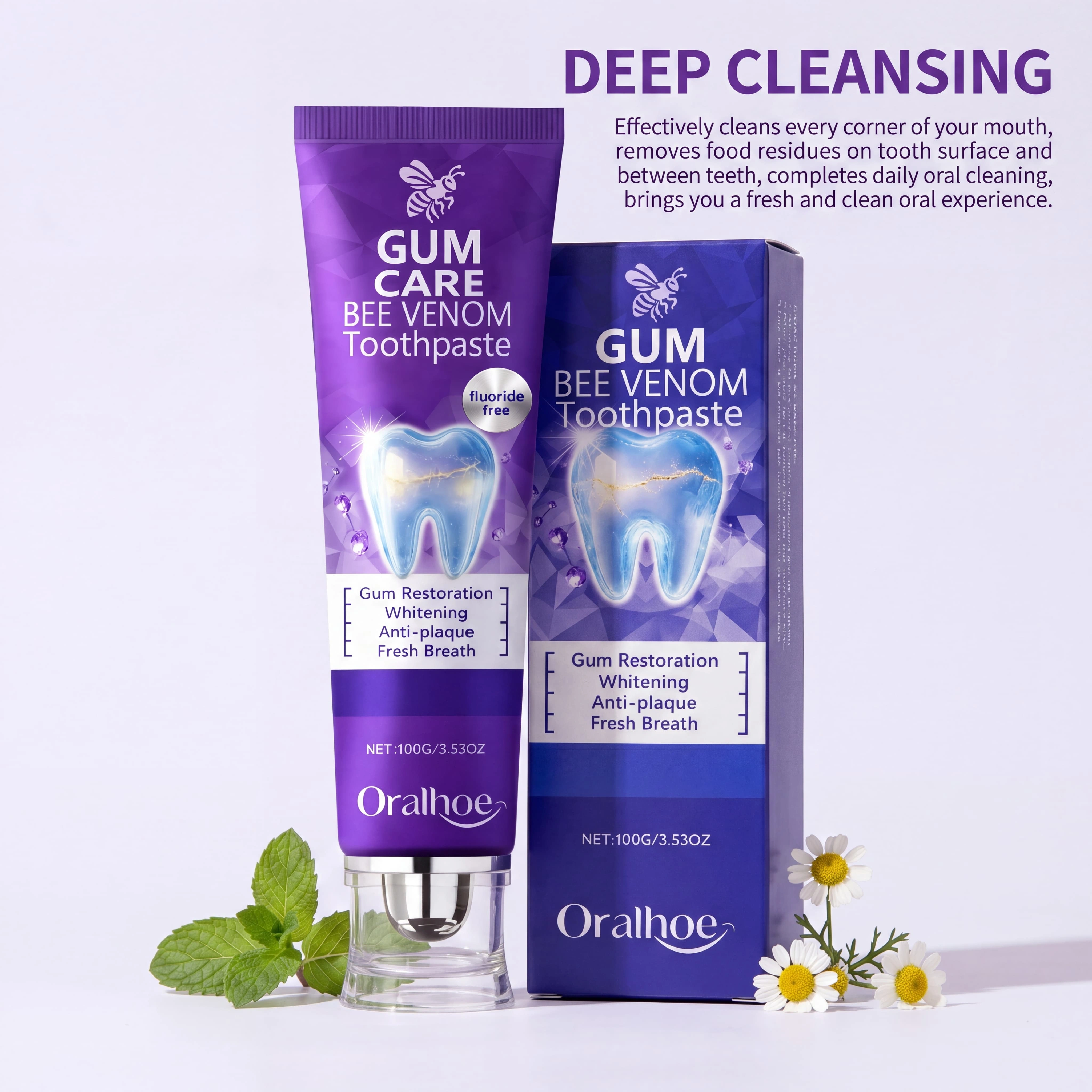 Dentifrice au venin d'abeille pour les soins des gencives, blanchissant, anti-plaque, haleine fraîche, protection de l'émail, soins bucco-dentaires quotidiens