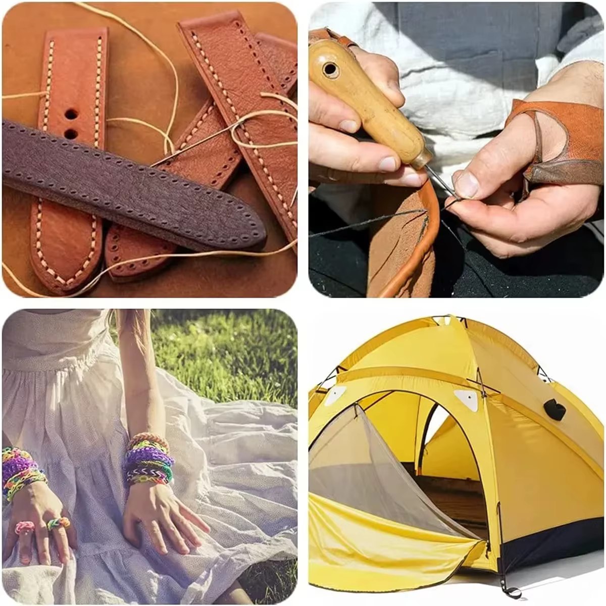 Fil de cire à coudre pour cuir, pratique, long, bricolage, reliure de livre, réparation de chaussures, projets en cuir, 50m, 1 pièce
