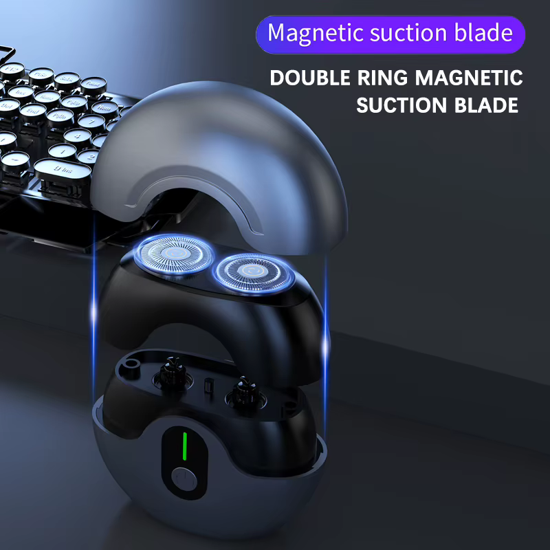 Soucoupe volante Design rasoir électrique pour hommes rond ovni Portable Double flottant lame magnétique tête