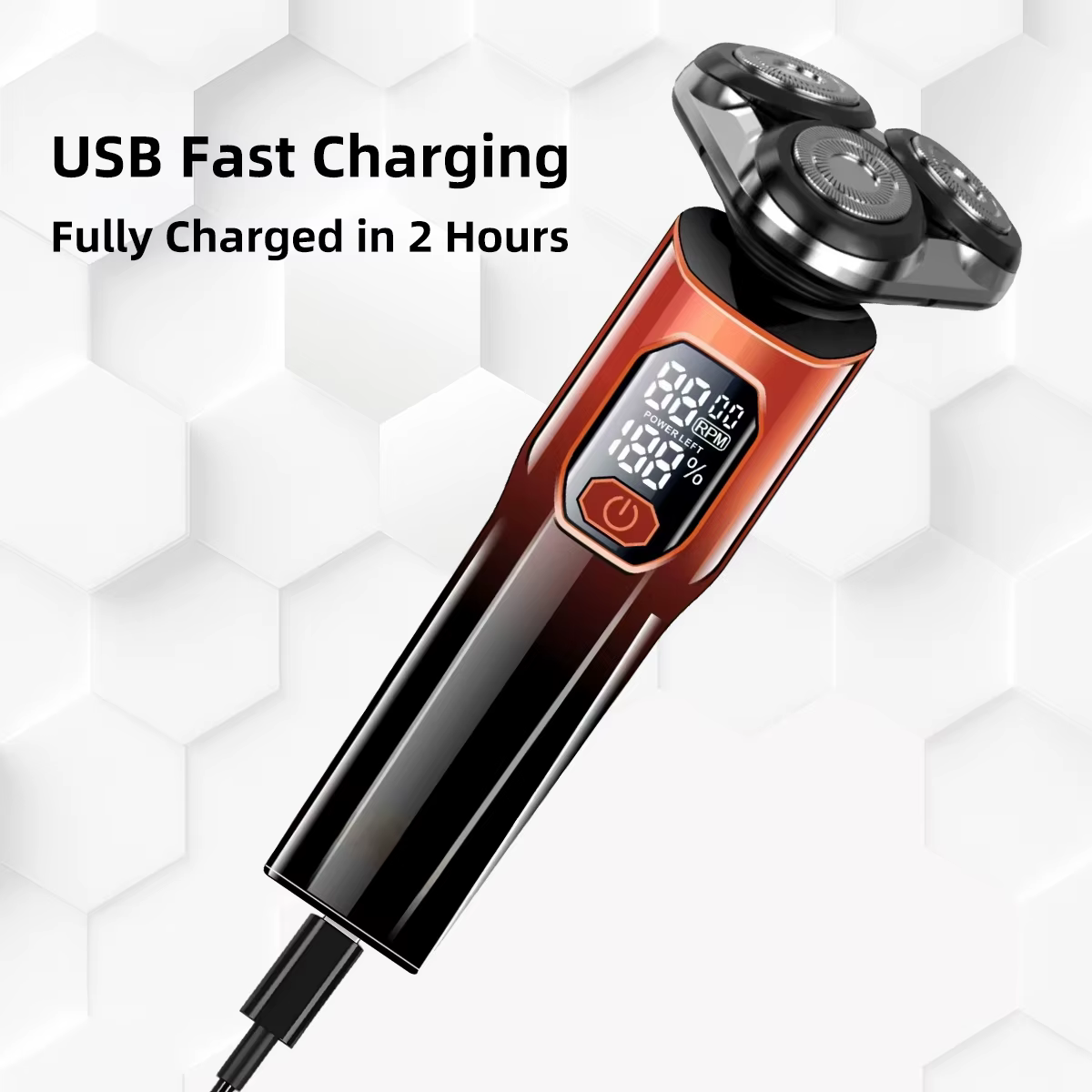Rasoir électrique OMUONE 3D IPX6, étanche, double usage humide et sec, pour le visage et la barbe, affichage numérique de la batterie, pour hommes