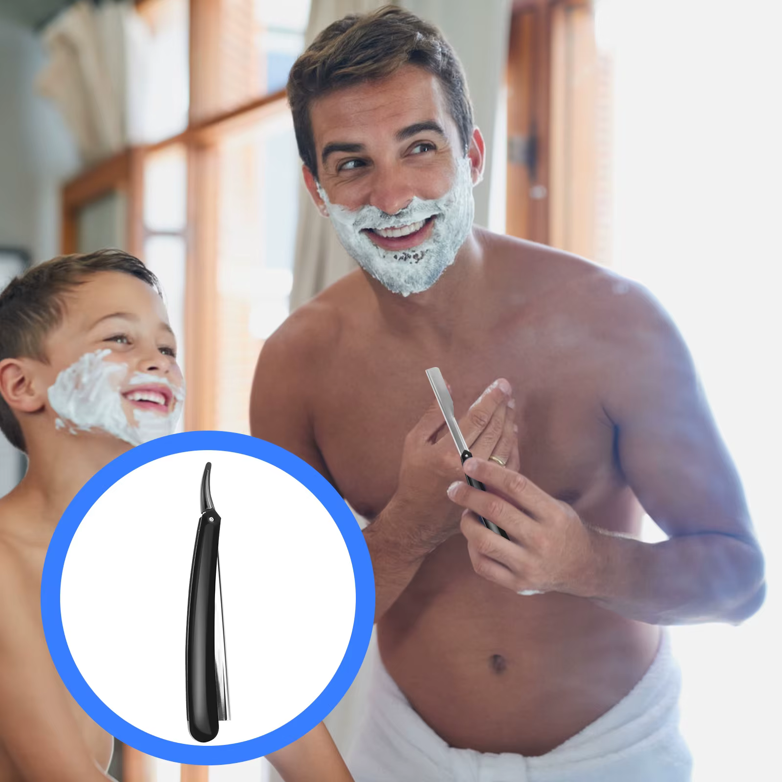 Rasoir manuel pliable droit pour barbe