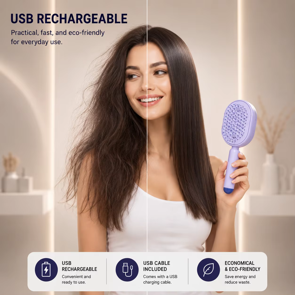 Brosse à cheveux électrique pulvérisatrice et massante