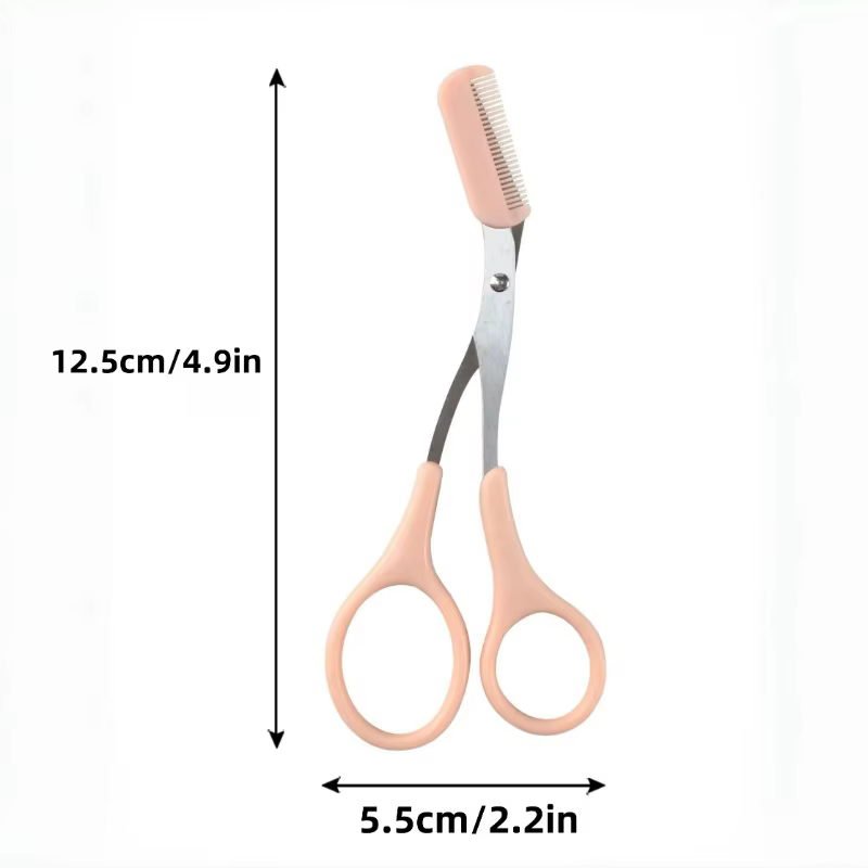 Ciseaux de coupe de sourcils roses avec peigne intégré