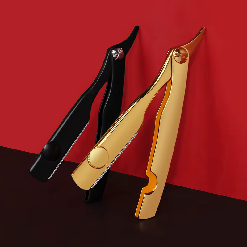 Nouveau rasoir de coiffeur droit pour hommes épilation rasage en alliage de Zinc aisselles cheveux pliant