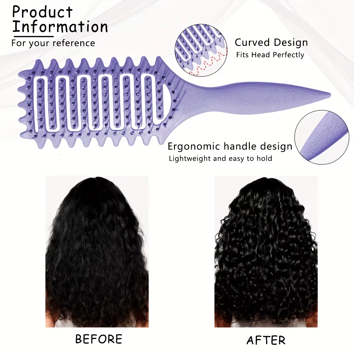 Brosse Coiffante Définition de Boucles, Brosse Démêlante Creuse pour Cheveux Bouclés Humides, Peigne à Boucles, Outils de Coiffure Professionnels
