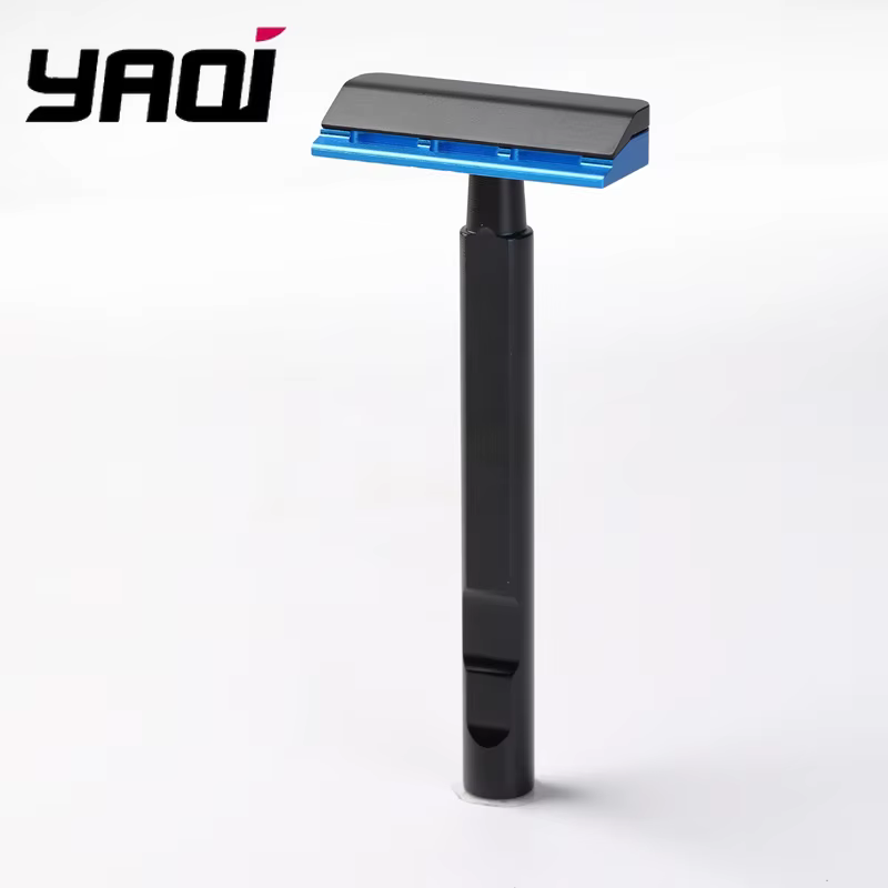 Nouveau rasoir de sécurité 2026 YAQI noir et bleu Tachi (version aluminium) léger à lame simple