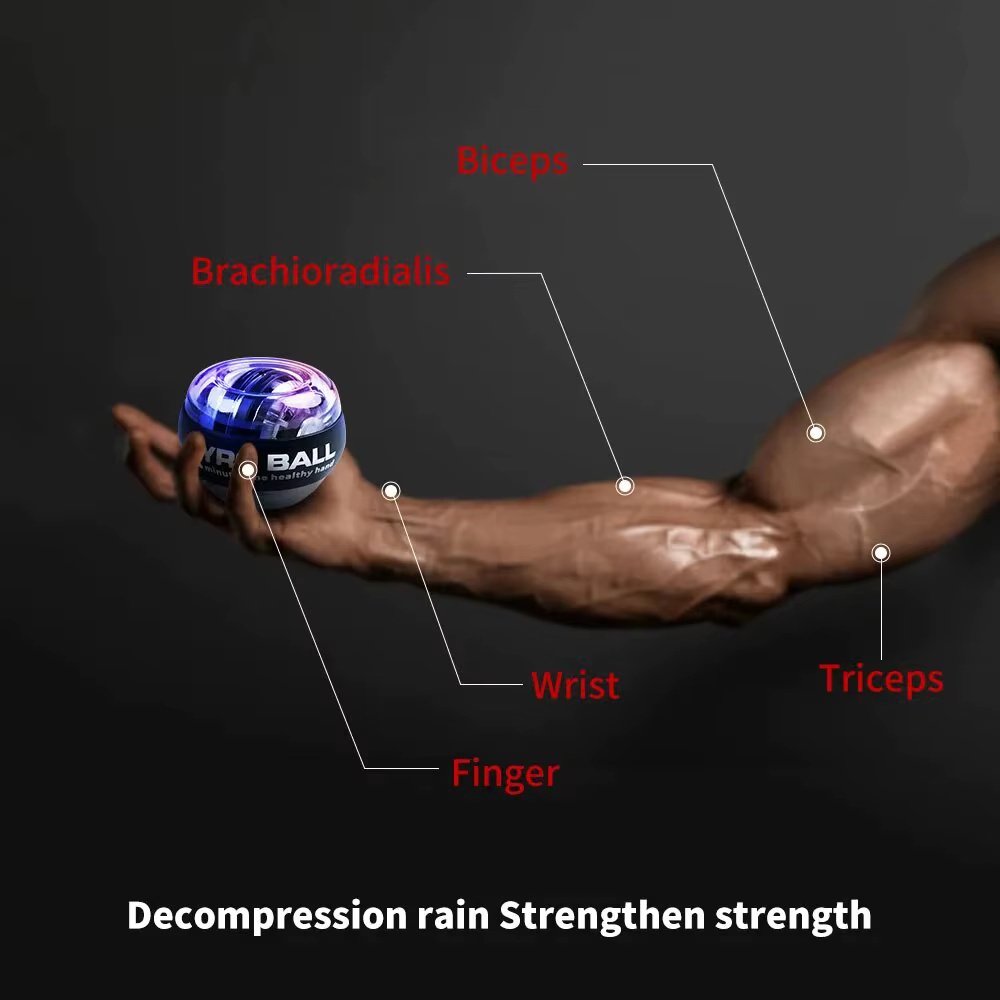 Boule d'entraînement de puissance de poignet LED, gyroscope à démarrage automatique, balle de poignet, bras, Force musculaire, équipement d'exercice de Fitness, renforcement