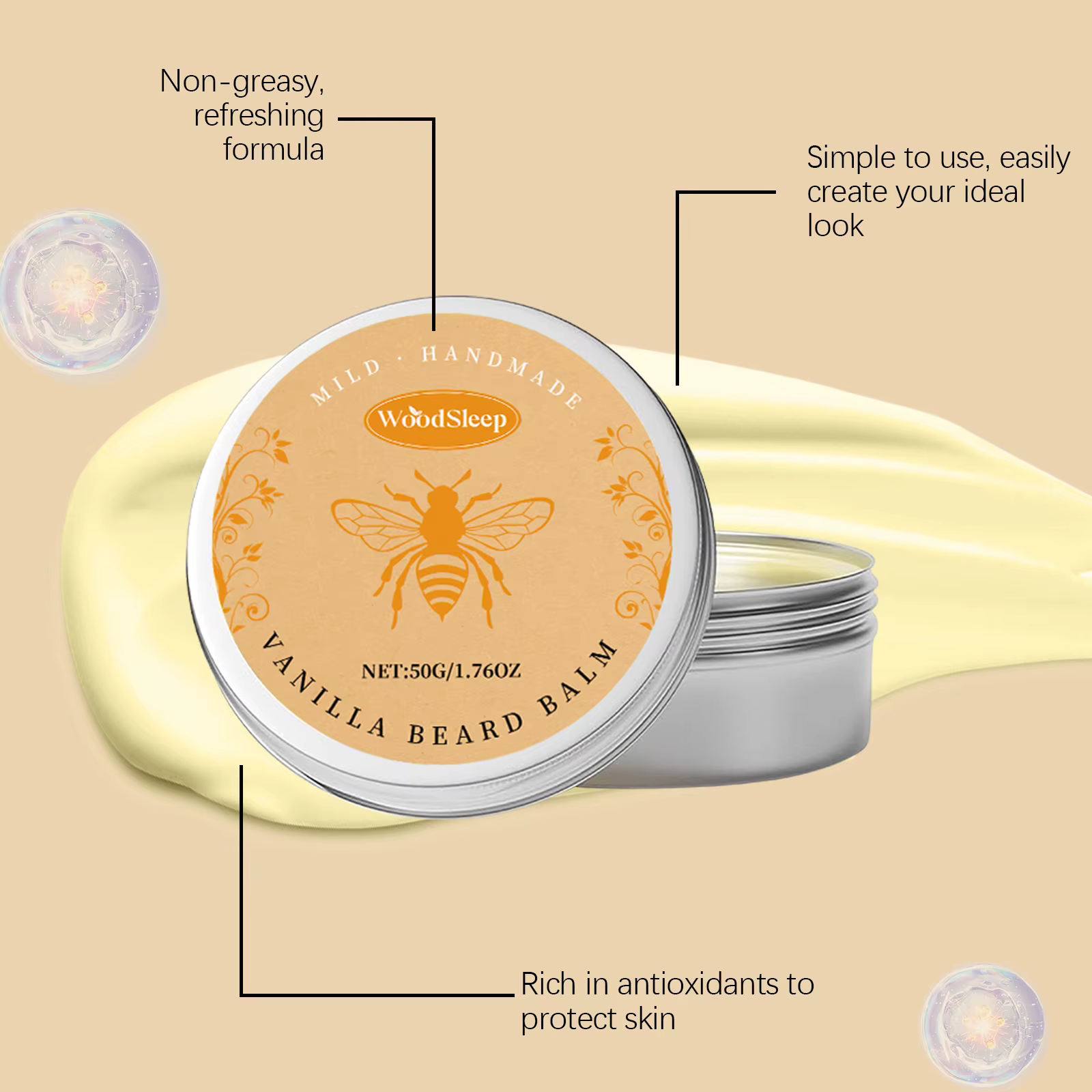 Baume à barbe naturel vanille pour hommes
