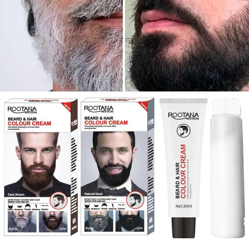 2 pièces/ensemble hommes efficace barbe noir colorant teinte crème moustache Semi-permanent