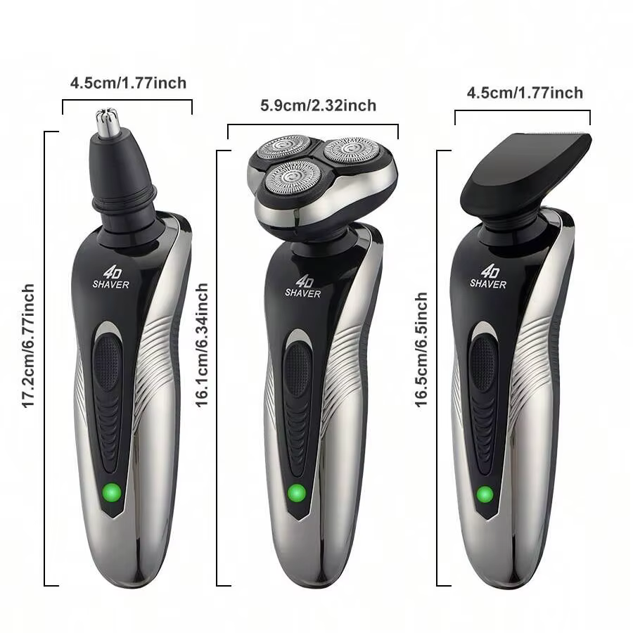 Rasoir électrique rotatif à 3 lames rechargeable par USB