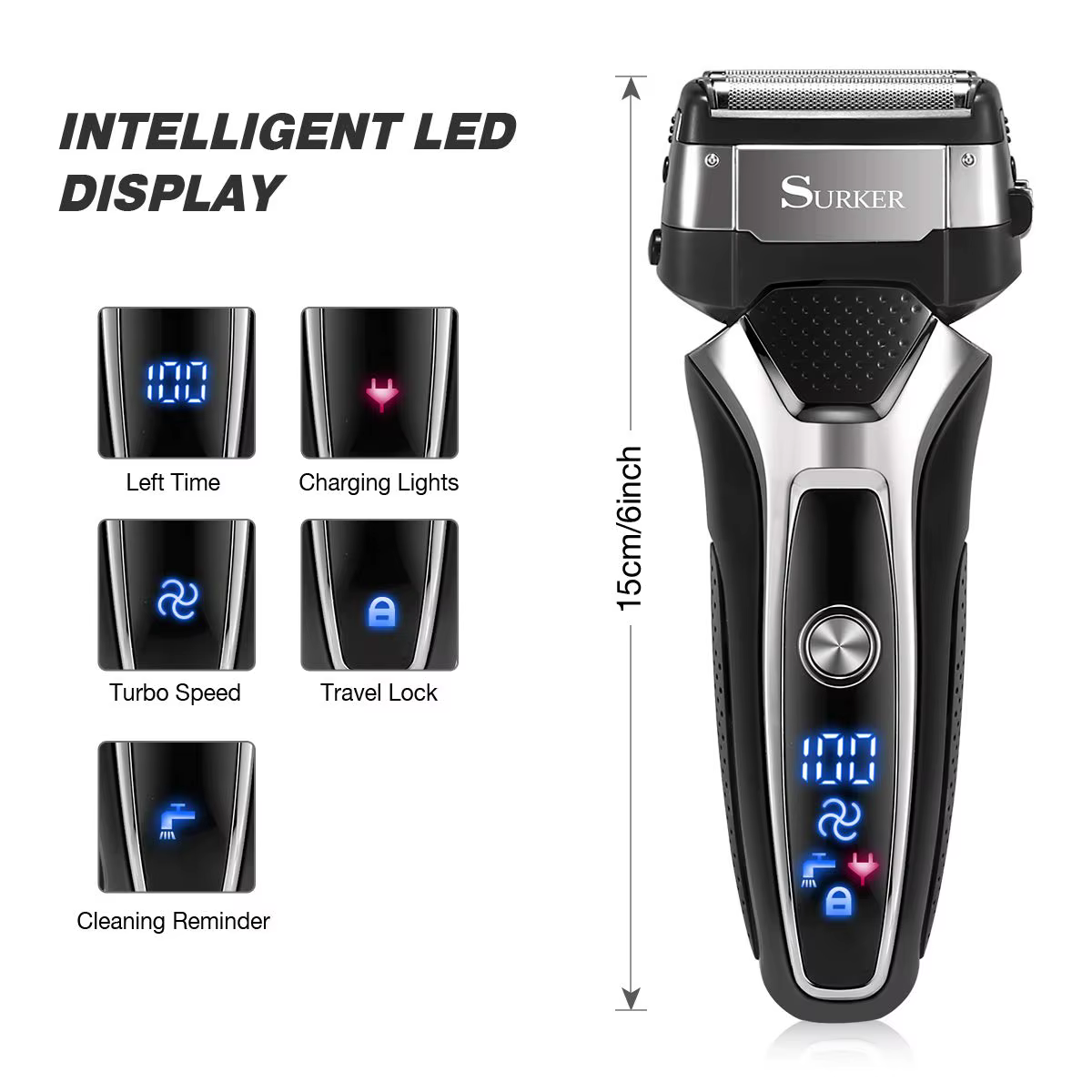 Rasoir électrique Rechargeable sec et humide pour hommes