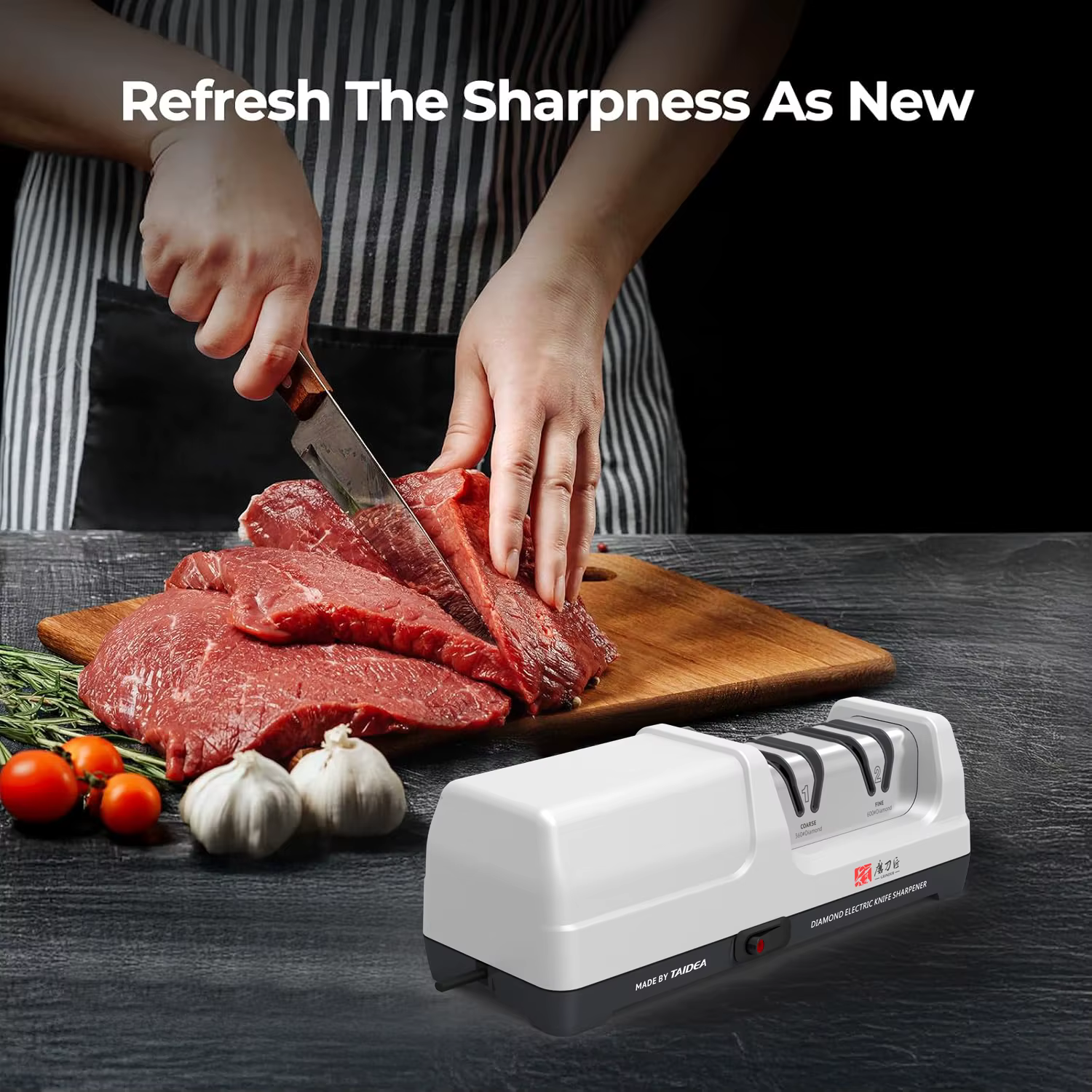 Aiguiseur de couteaux électrique de cuisine, abrasif 100% diamant, 20 ° Affûtage de précision, restaure rapidement la tranchance des lames