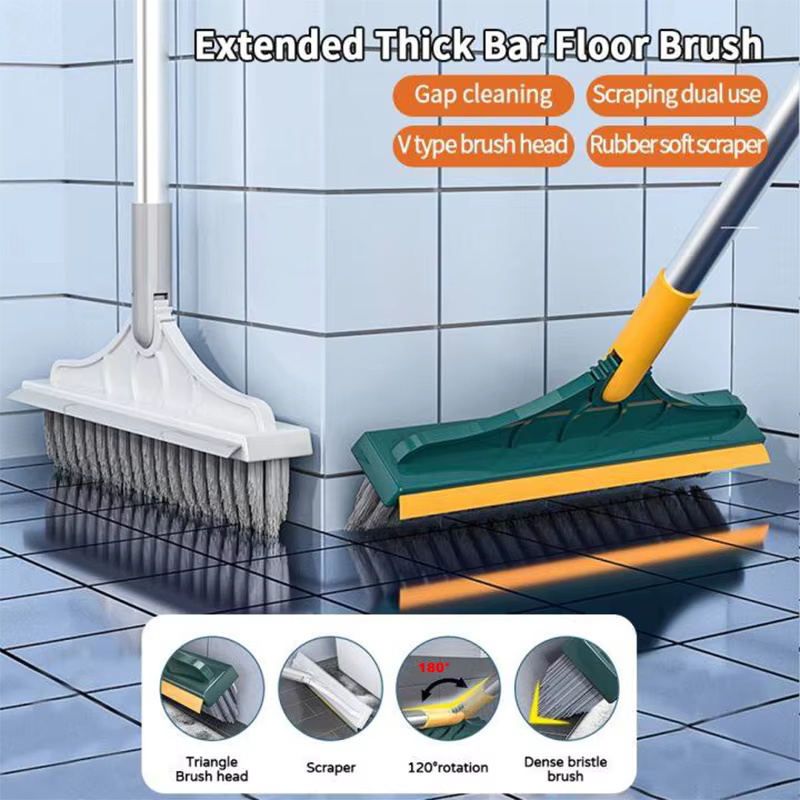 Brosse de nettoyage 3 en 1, brosse de nettoyage pour le nettoyage de la salle de bain avec manche Long, brosse rotative pour sol, brosse pour crevasses