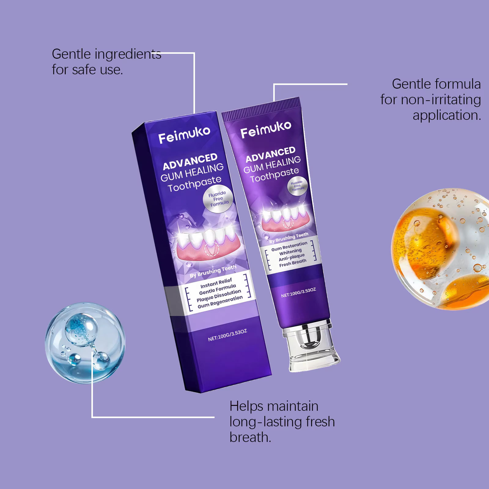 Dentifrice Réparateur Gencives Anti-Caries Améliore la Plaque Protège les Gencives Estompe les Taches Dentaires Haleine Fraîche Nettoyage en Profondeur Formule Douce Pour Toute la Famille