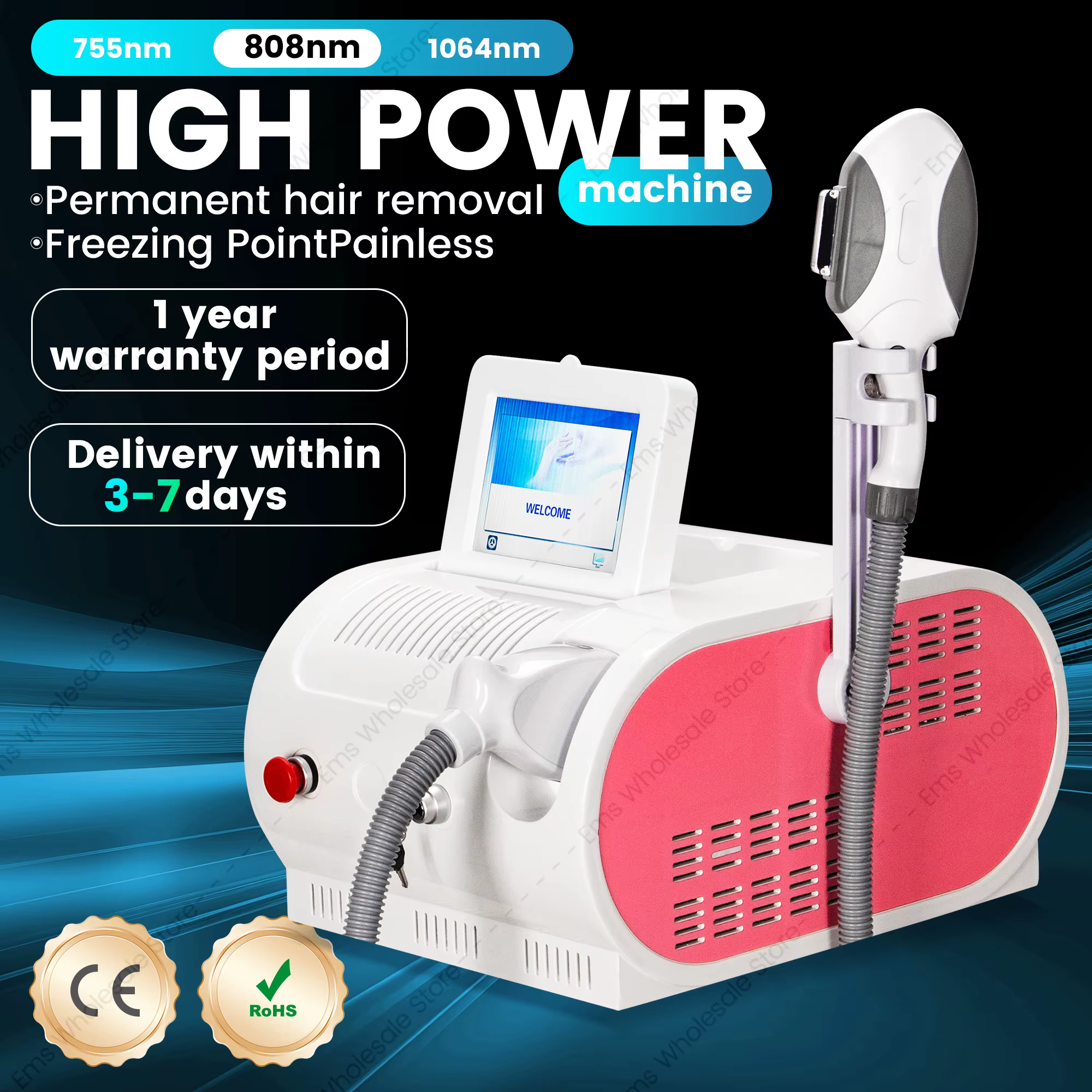 OPT – Machine Laser d'épilation Portable à 3 longueurs d'onde
