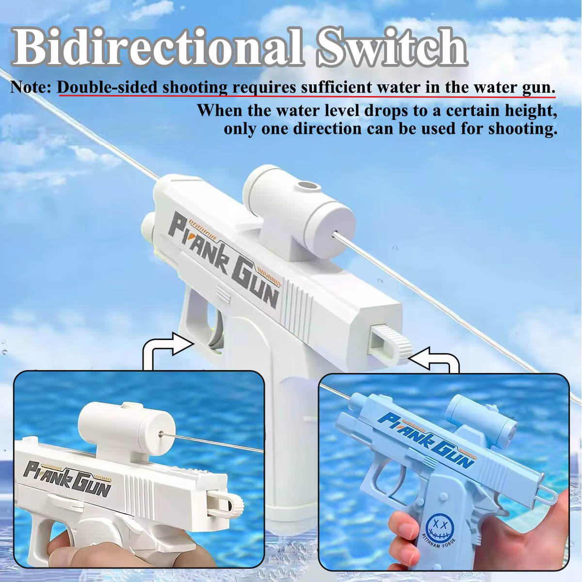Pistolet à eau bidirectionnel, jouet de farce, pistolet à eau anti-stress, petit pistolet de jeu, interaction adulte-enfant, pour l'extérieur et l'intérieur, cadeau, 2 styles