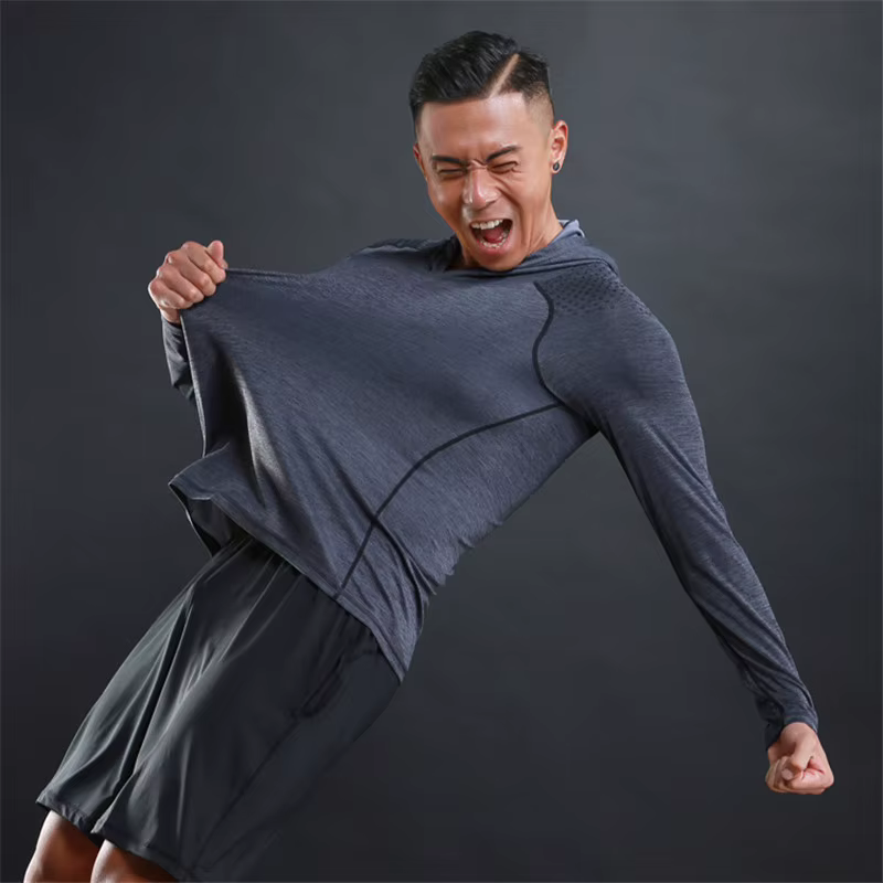 T-Shirt à Capuche en Coton Respirant et à Manches sulfpour Homme, Vêtement de dehors, Musculation, Fitness, Solide
