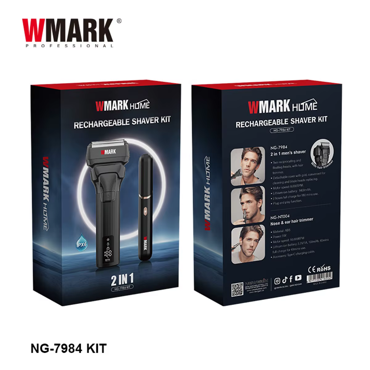 Tondeuse à barbe professionnelle WMARK NG-7984KIT pour hommes