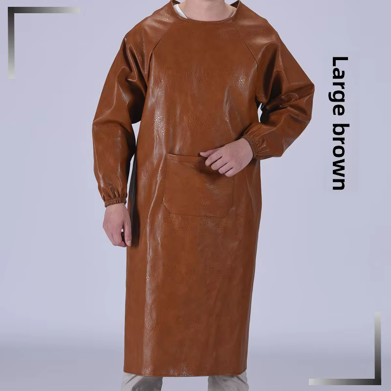 Tablier imperméable en polaire épaisse grande taille, à manches longues, résistant à l'huile, en coton et polyester, pour le travail