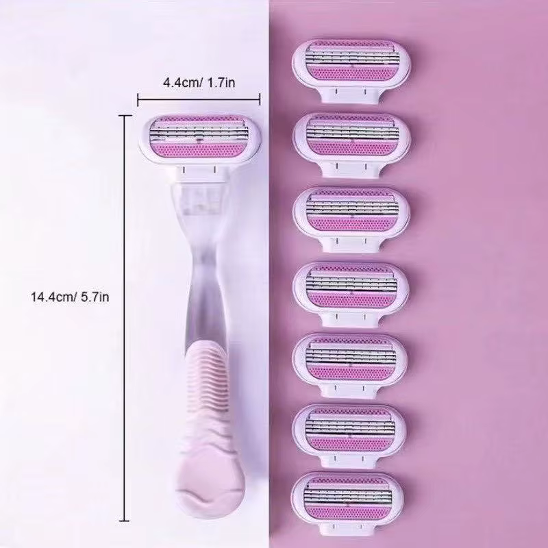 Rasoir de sécurité avec 1 poignée et 4/8 lames pour femmes