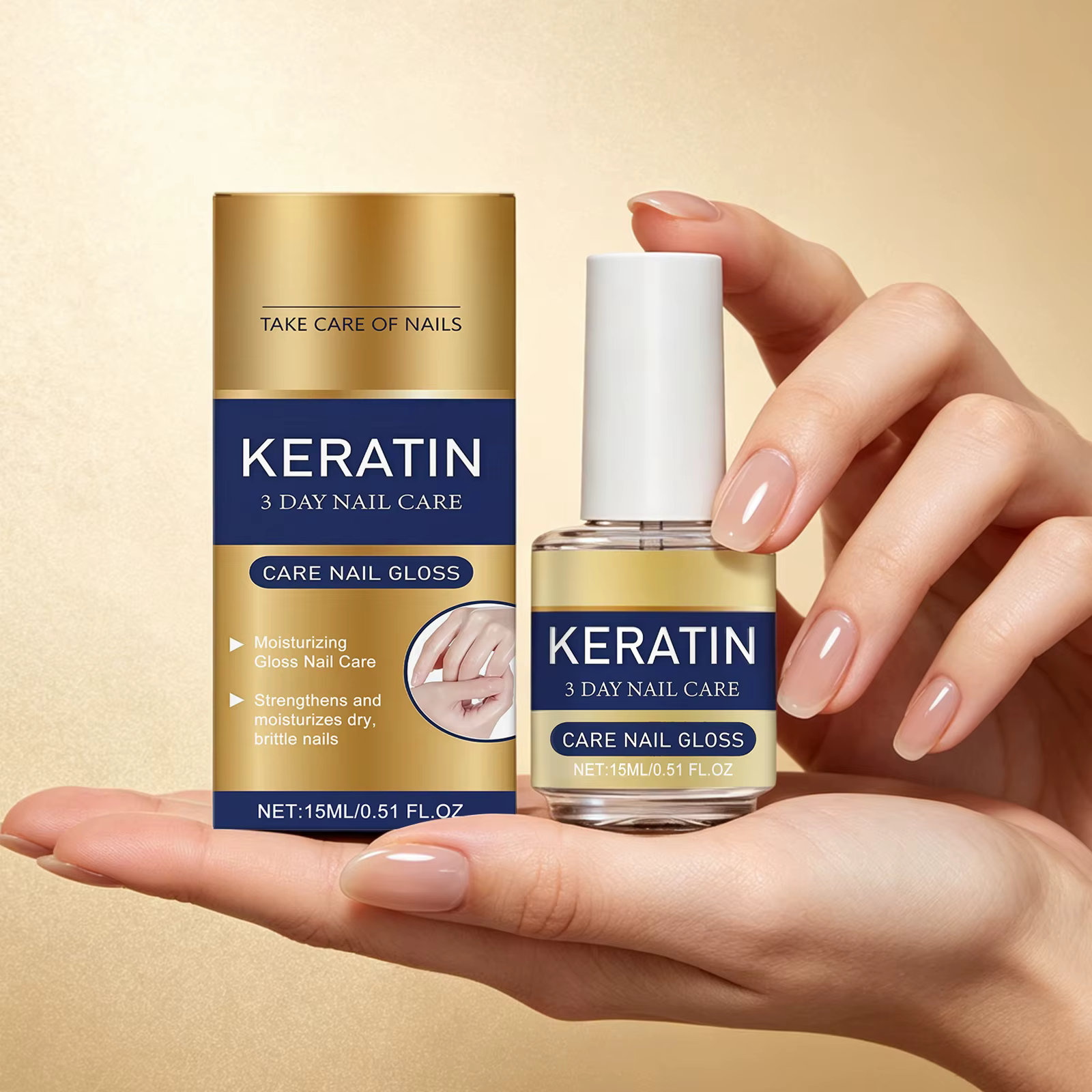 Huile Fortifiante pour Ongles à la Kératine – Réparation Végétale, Prévient la Casse, Nourrit en Profondeur, Traitement de Base, Renforce les Ongles