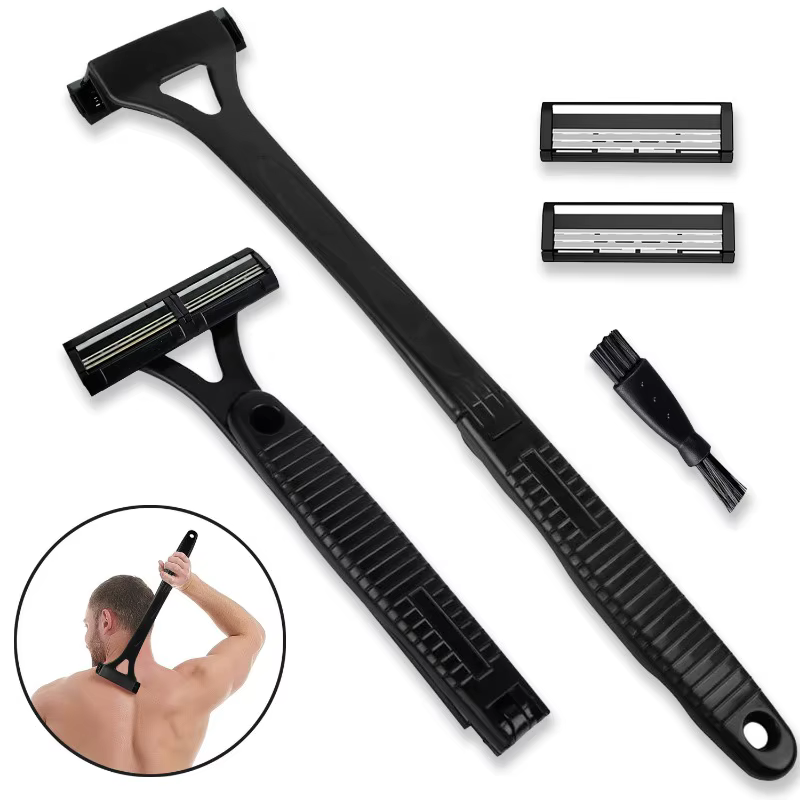 1PC hommes Triple lame manuel dos Machine cheveux rasoir sécurité longue poignée pliable tondeuse corps jambe
