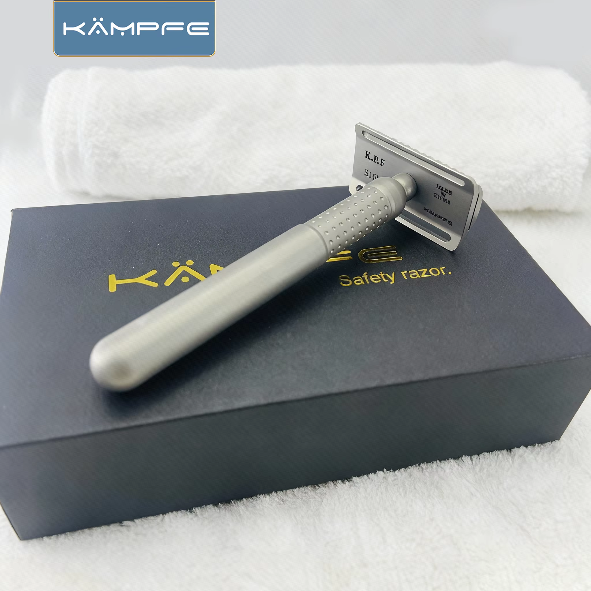 Rasoir de sécurité à double tranchant KAMPFE Premium en acier inoxydable 316L
