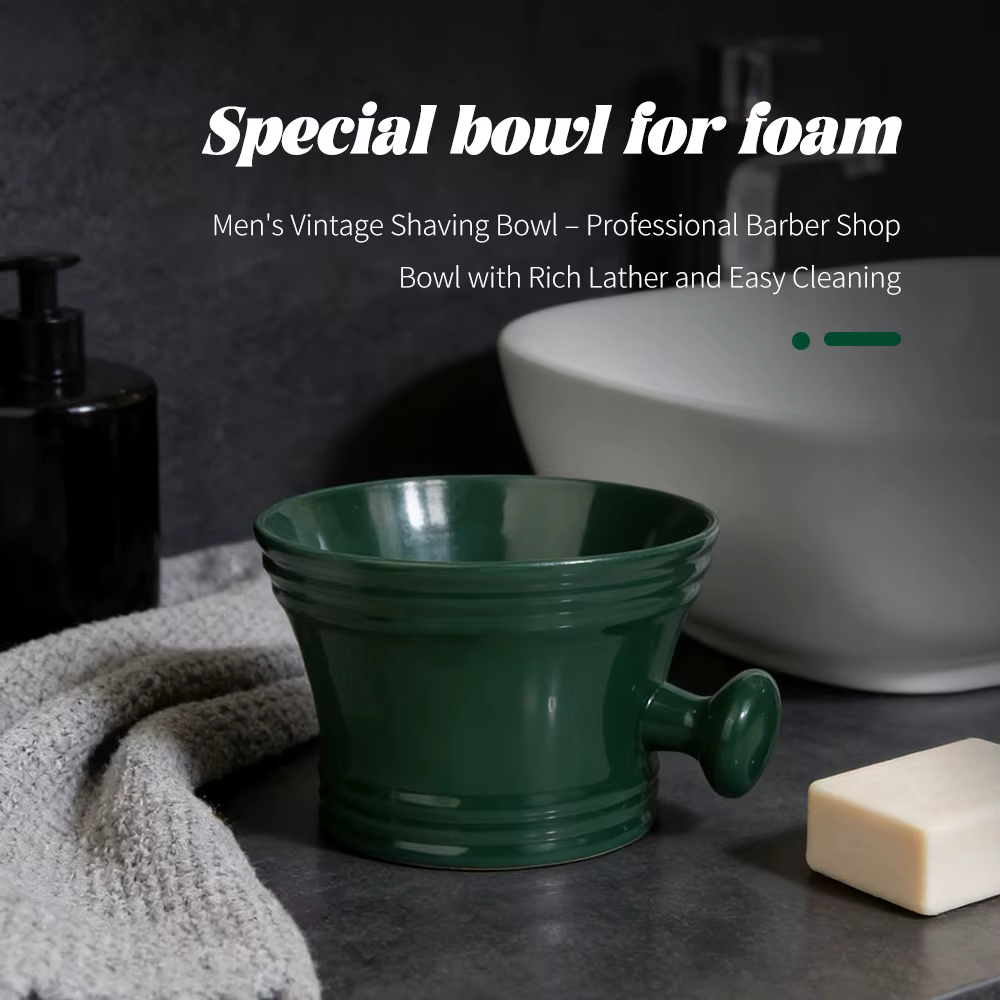 Ensemble de Rasage Vintage pour Hommes : Bol à Mousse en Céramique + Brosse à Barbe