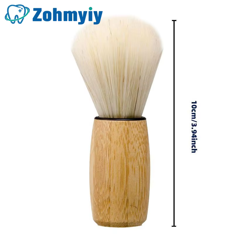 1 Brosse à raser la barbe avec manche en bois et poils naturels