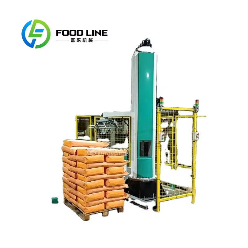 Machine de palettisation robotisée pour sacs de ciment, cartons, barils, seaux de 10 kg, 15 kg, 20 kg, 25 kg, 50 kg, ligne d'emballage en bois