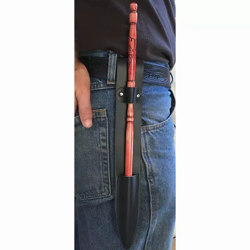 Baguette magique de sorcier de sorcière médiévale, support de bâton de moulage, étui de ceinture en cuir portable, Kit d'accessoires de Costume de magicien