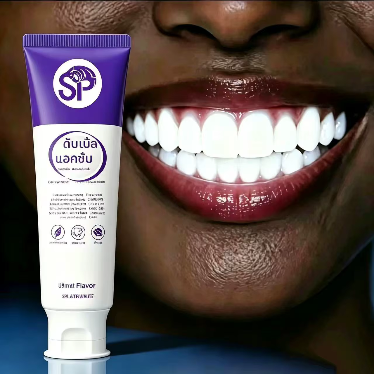 Dentifrice blanchissant thaïlandais – utilise la technologie optique violette pour éliminer les taches jaunes sur les dents, offrant une fraîcheur 24h/24.
