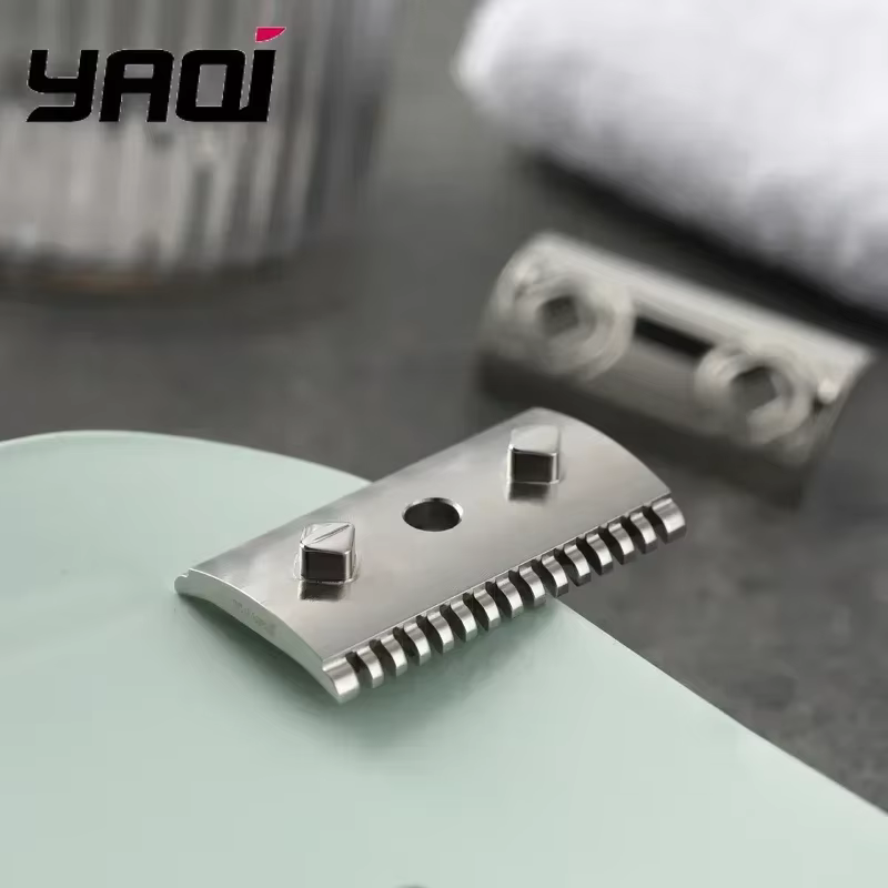 Tête de rasoir en acier inoxydable YAQI Harlequin 316, tête de rasoir de sécurité polie en acier inoxydable avec écart de lame de 0.90mm