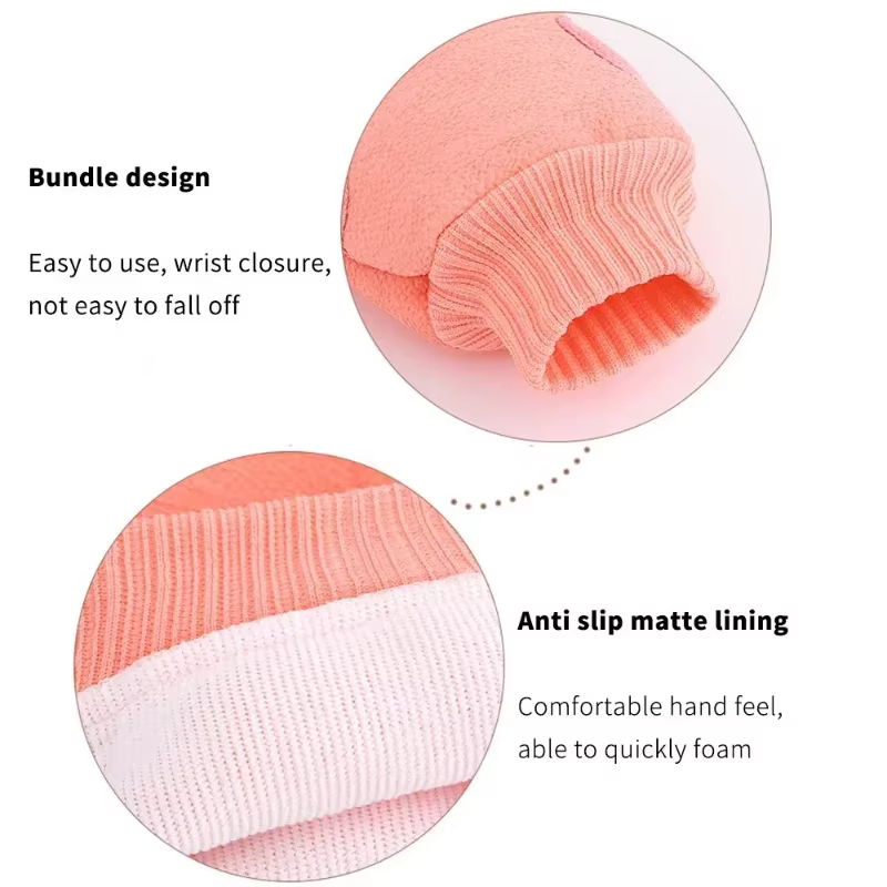 1 Gant de douche exfoliant double face, 1 Gant de massage corporel en mousse, Gants de bain pour gommage et nettoyage en profondeur de la peau, SPA 