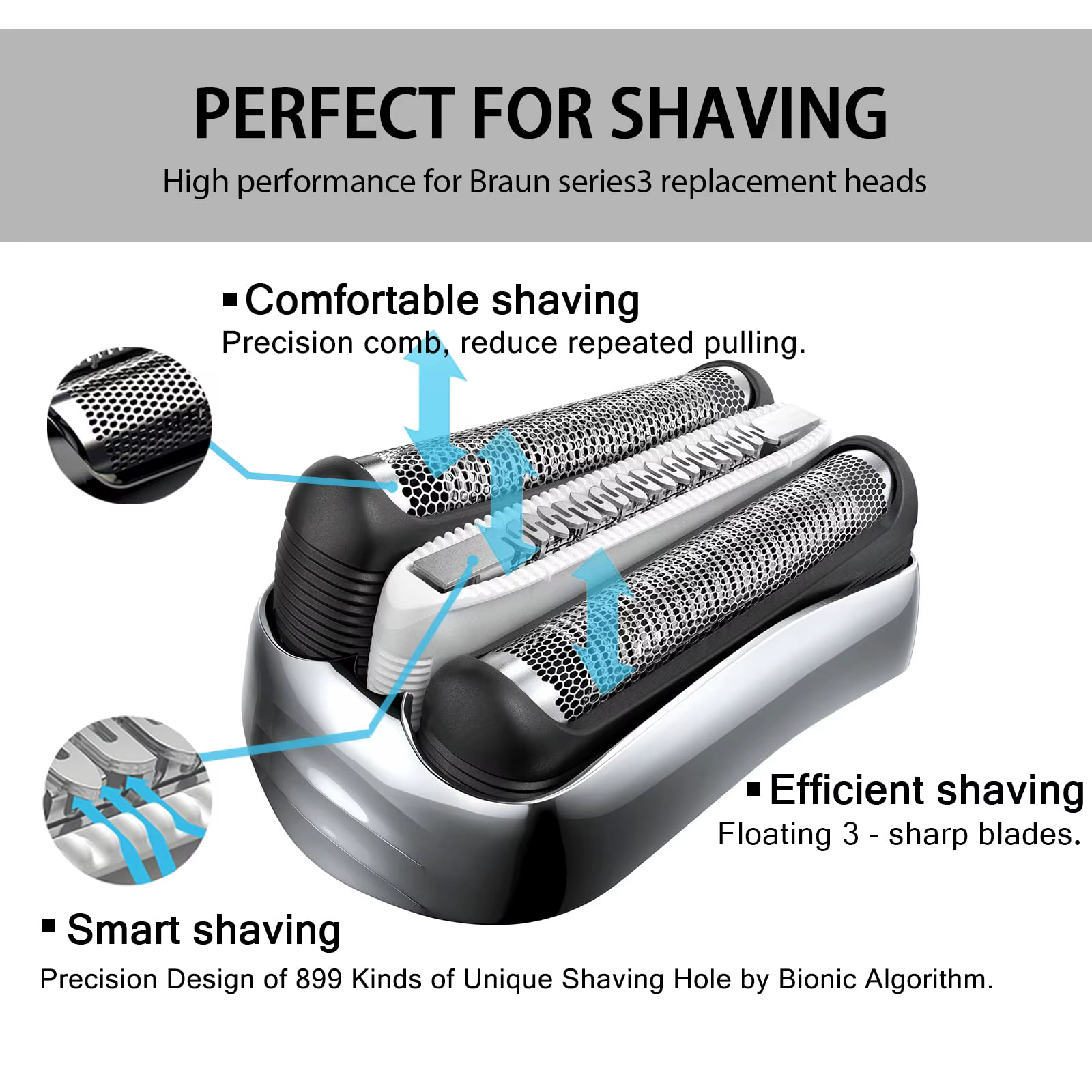 Têtes de rasoir de rechange pour tête de rechange Braun série 3