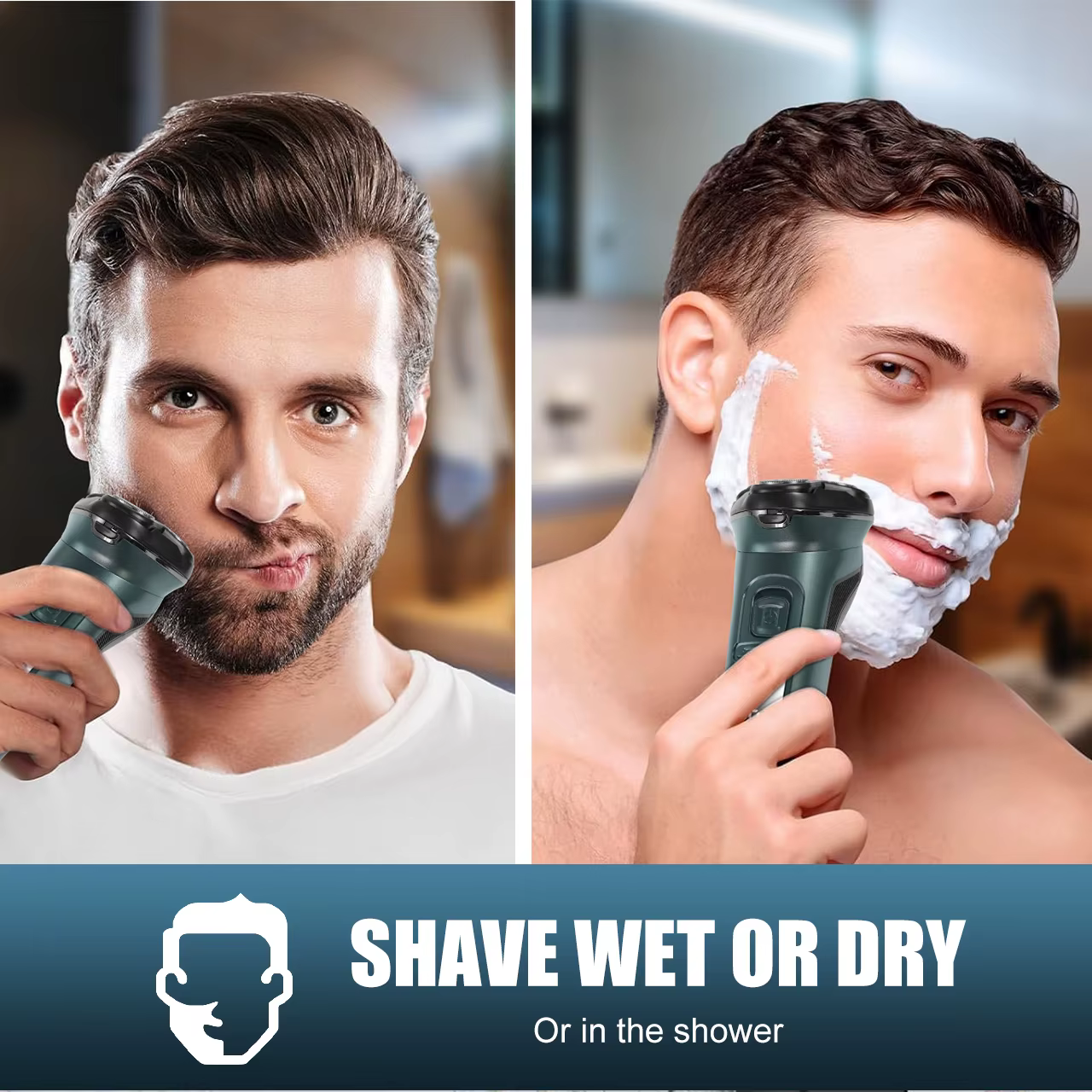 Solimpia LCD Dislay rasoir électrique étanche pour hommes humide sec cou barbe