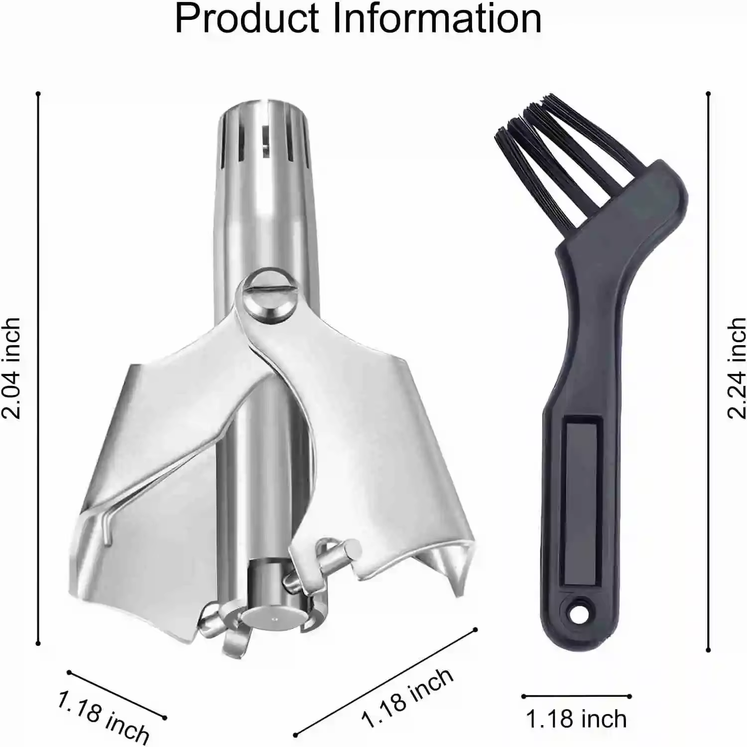 Tondeuse manuelle portable en acier inoxydable pour poils de nez et d'oreilles pour hommes