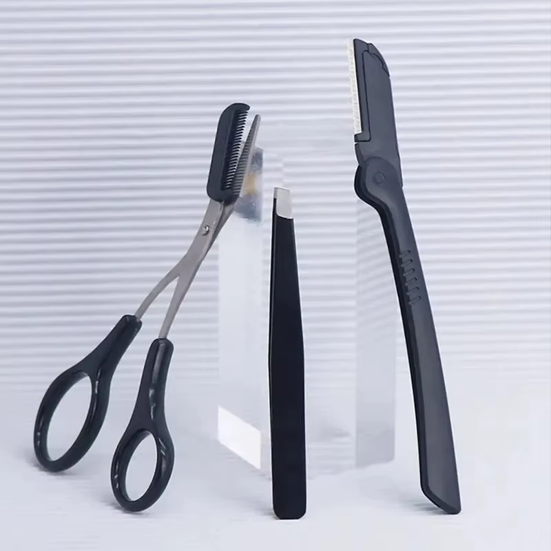1/3 pièces pince à sourcils en acier inoxydable peigne ciseaux tondeuse