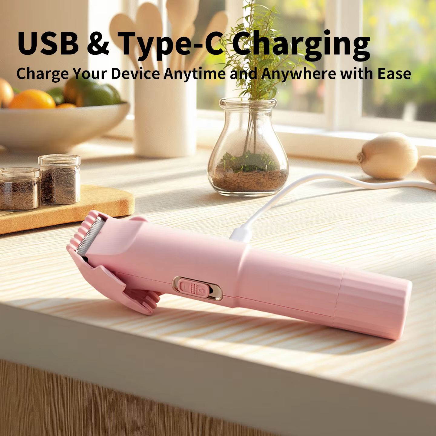 Tondeuse à cheveux électrique 2 en 1 OMUONE pour femmes, rasoir double tête, rasoir pour le corps, le visage et le bikini, rechargeable par USB, sans fil, portable
