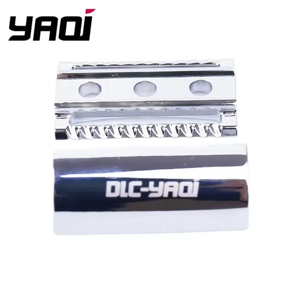 Tête de rasoir de sécurité à double tranchant festonnée couleur chrome YAQI 2026 pour accessoires de rasage masculin