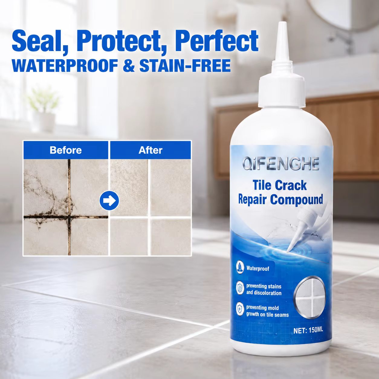 Agent d'étanchéité pour carrelage, remplissage des joints de carrelage sales, imperméabilisant, anti-moisissure, anti-taches, protection des surfaces de carrelage de cuisine et de salle de bain