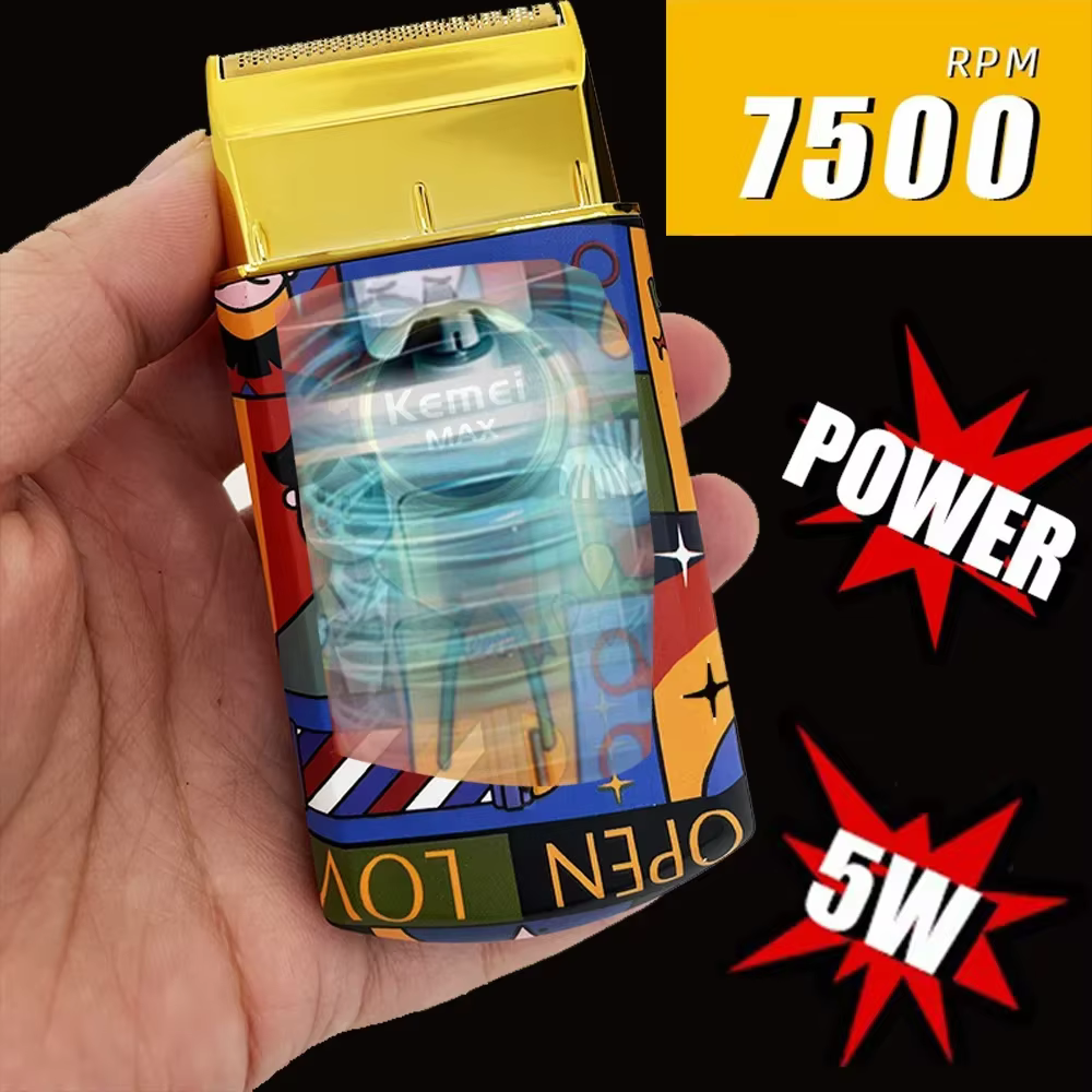 Kemei KM-RS7098 Titane Double Feuille Alternative Rasoir Professionnel Barbier Finition Électrique Hommes