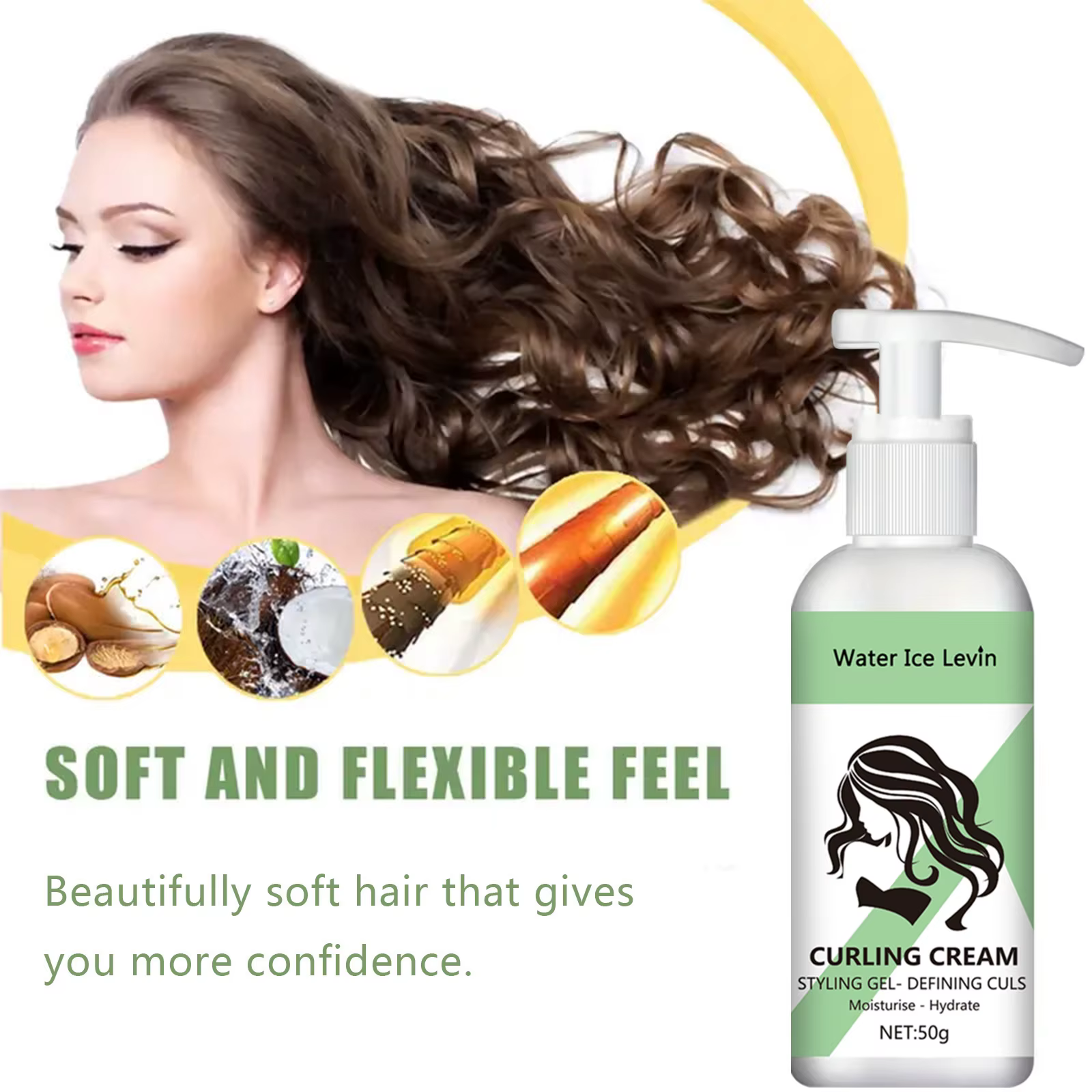 Crème coiffante pour boucles. Hydrate