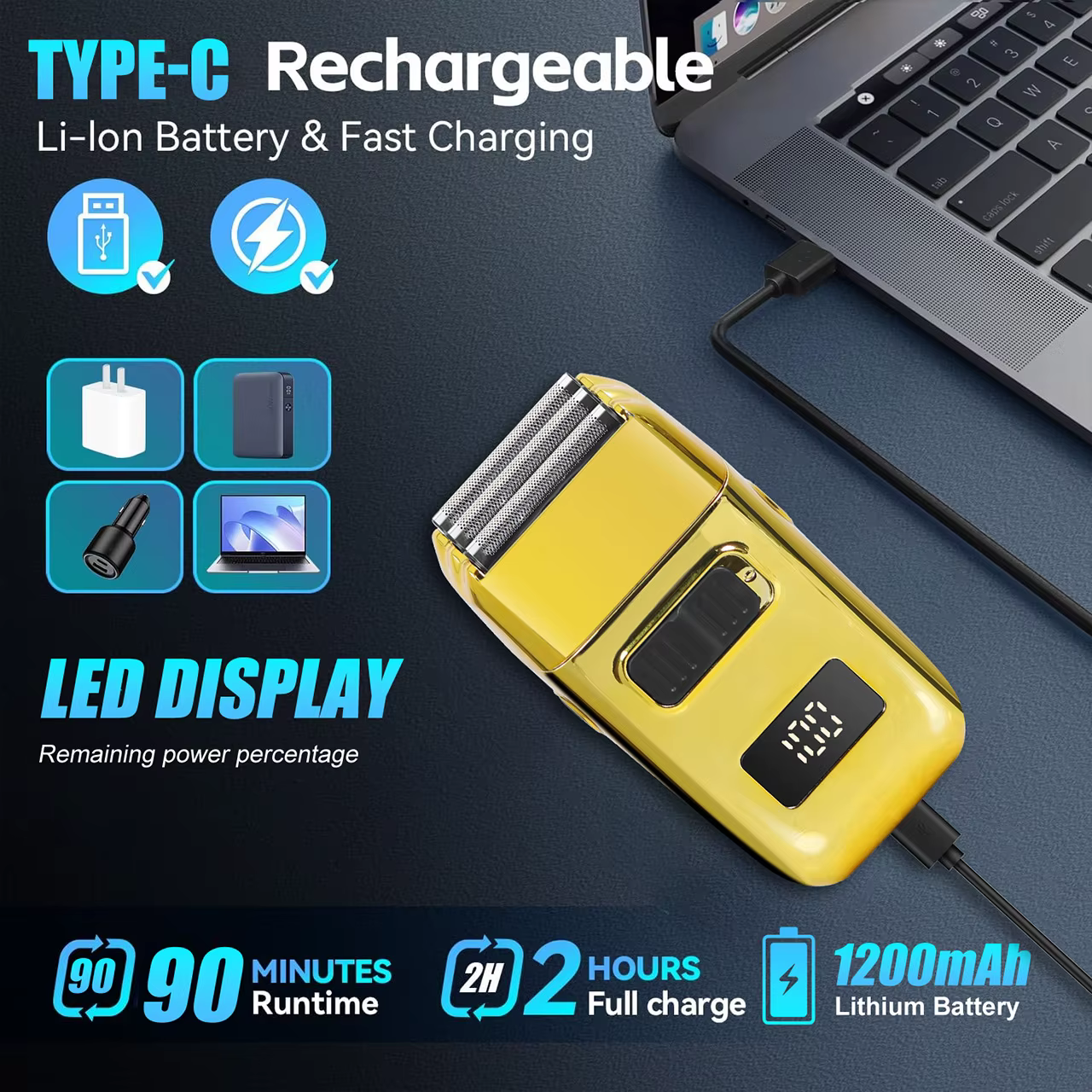 Rasoir électrique rechargeable pour hommes
