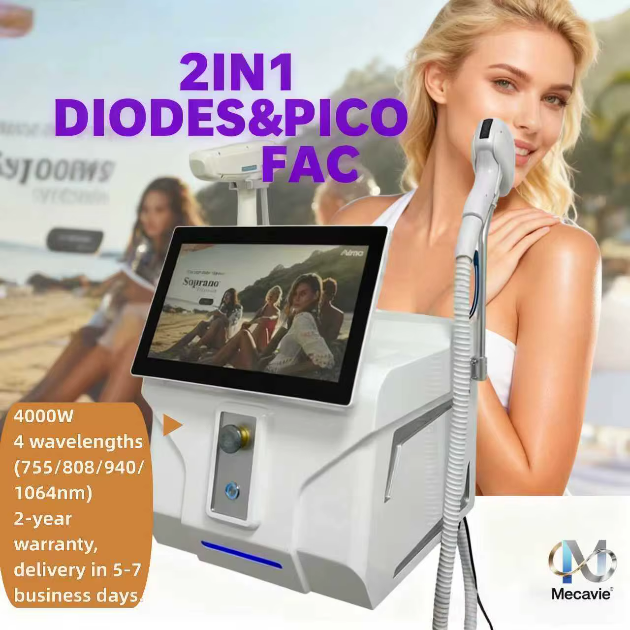 Machine d'épilation au laser à diode 5000W