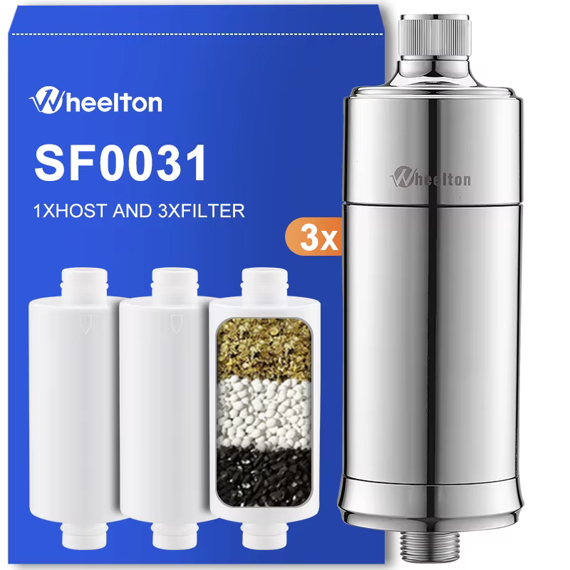Filtre à eau pour douche domestique Wheelton - Filtre à eau qui réduit le chlore, les métaux lourds et les sédiments, améliore la peau sèche et les démangeaisons, et la perte de cheveux
