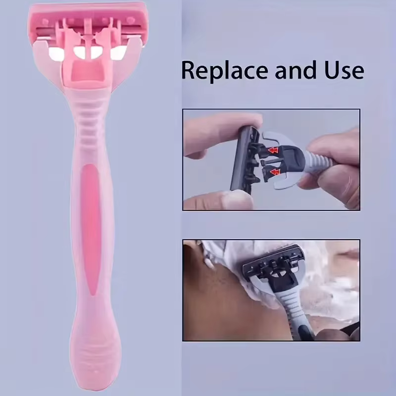 1 manche + 7 lames / Rasoir de sécurité manuel pour hommes et femmes