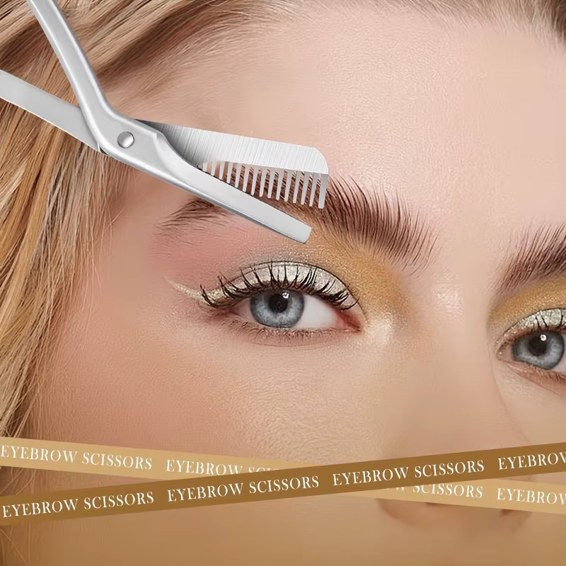 Ciseaux à sourcils professionnels en acier inoxydable avec peigne