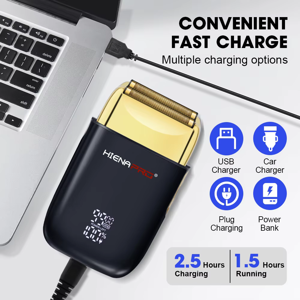 HIENA machine à raser hommes rasoir électrique tondeuse à cheveux boîtier en métal Rechargeable Pro