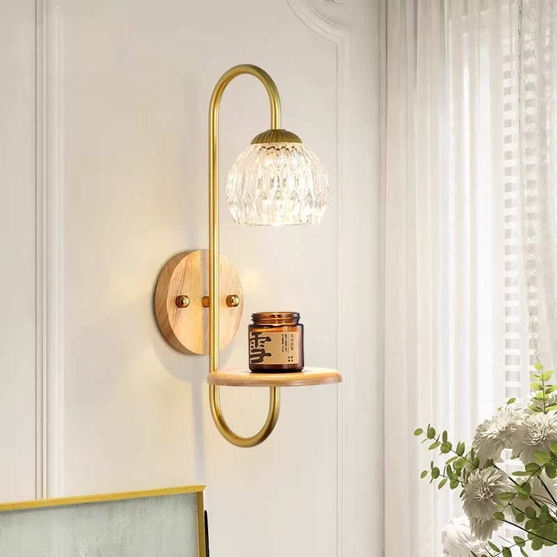 Applique Murale LED en Métal, Bois et Verre pour Allée et Couloir, Accessoire d'Avertissement d'Aromathérapie